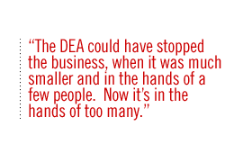 The DEA could have stopped the business, when it was much smaller and in the hands of a few people.  Now it�s in the hands of too many.