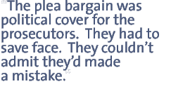 The plea bargain was political cover for the prosecutors.  They had to save face.  They couldn�t admit they�d made a mistake.